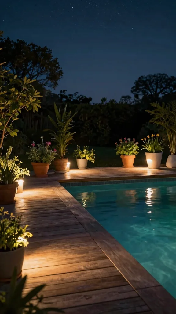 16 Elegant Pool Lighting Ideas That Will Make Your Landscape Stand Out (Don't Miss #7!) - 3. Recessed Deck Lighting 1