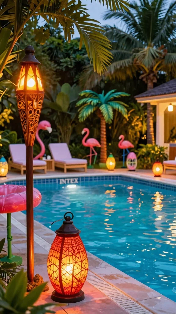 20 Lush Intex Pool Landscaping Ideas to Create Your Own Tropical Paradise! - 14. Tropical Decor Accents 1