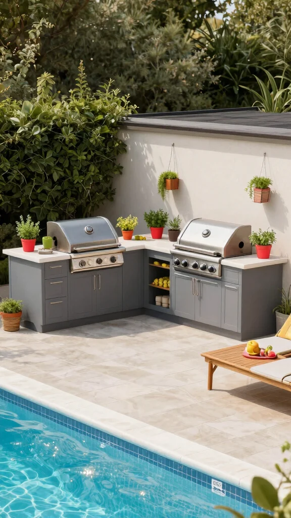20 Lush Intex Pool Landscaping Ideas to Create Your Own Tropical Paradise! - 18. Poolside Outdoor Kitchen 1