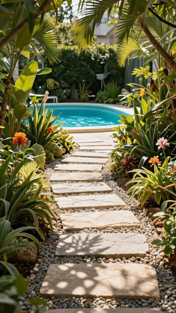 20 Lush Intex Pool Landscaping Ideas to Create Your Own Tropical Paradise! - 4. Natural Stone Pathways 1