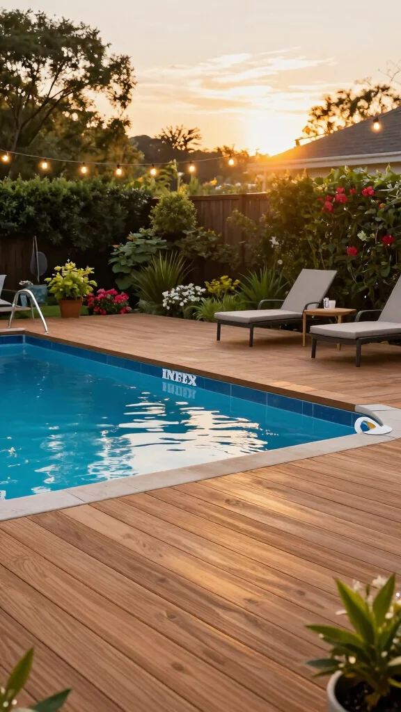 Intex Pool Ideas: 16 Affordable Backyard Upgrades - 2. Install a Pool Deck 1