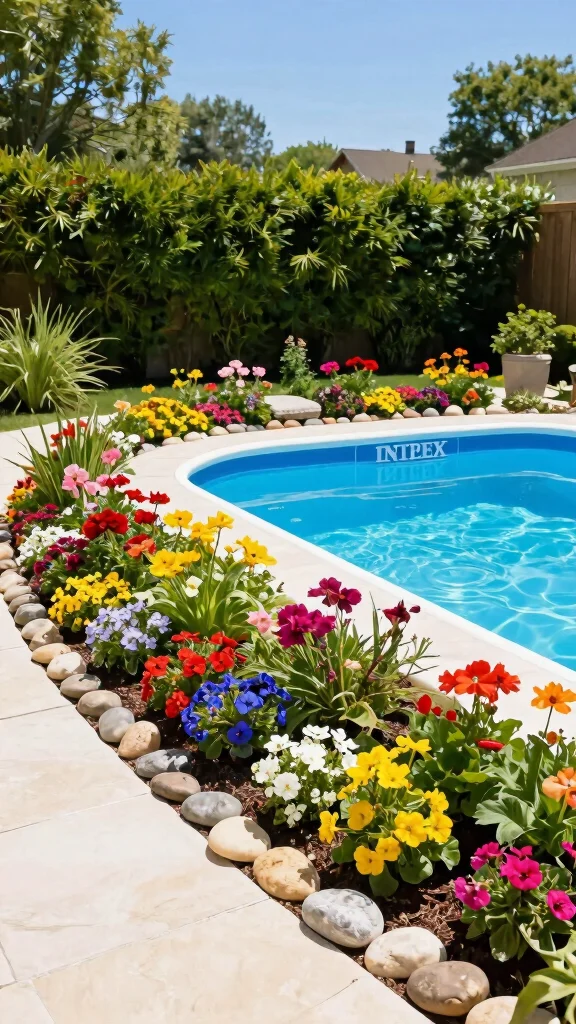 Intex Pool Ideas: 16 Affordable Backyard Upgrades - 7. Install a Garden Border 1